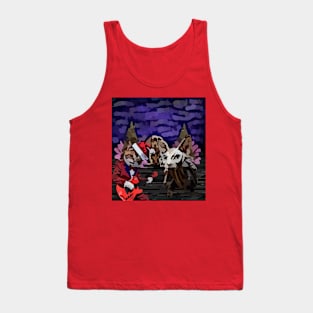 watercolor weird cat guitar playing nature Tank Top